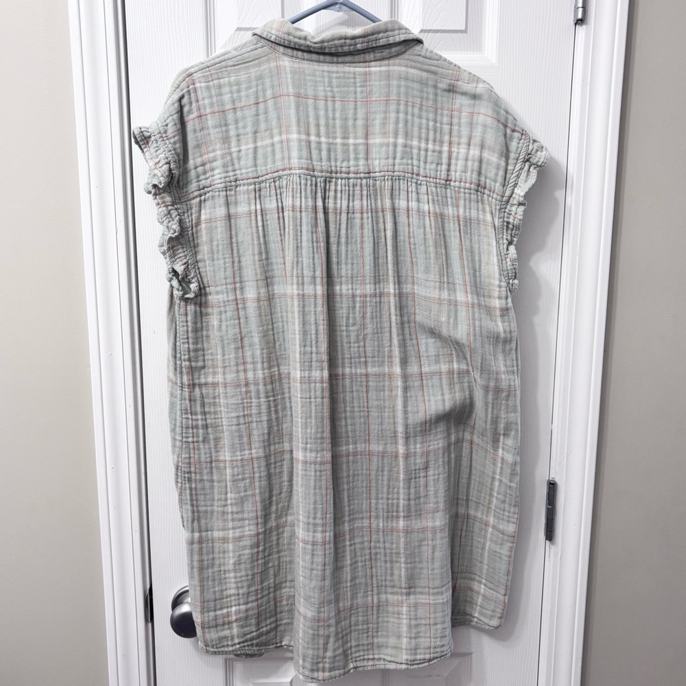 True Craft Gray and Orange Plaid Shirt Dress Womens Size XL - Picture 7 of 7